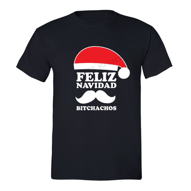 XtraFly Apparel Men's Feliz Navidad B*tchachos Ugly Christmas Crewneck Short Sleeve T-shirt