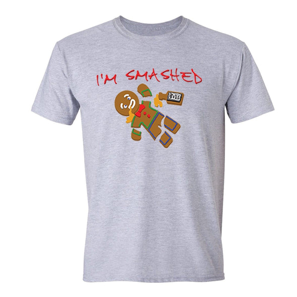 XtraFly Apparel Men's Gingerbread I'm Smashed Ugly Christmas Crewneck Short Sleeve T-shirt