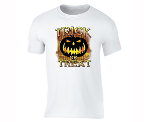 XtraFly Apparel Men's Trick or Treat Bones Halloween Pumpkin Crewneck Short Sleeve T-shirt