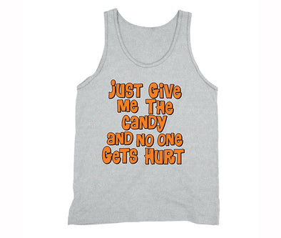 XtraFly Apparel Men's Just Give Me the Candy Halloween Pumpkin Tank-Top