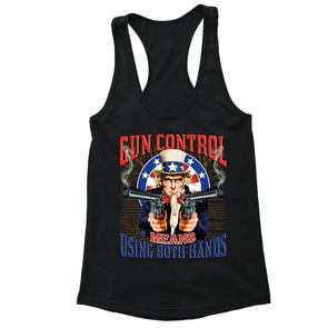XtraFly Apparel Women's Gun Control Uncle Sam 2nd Amendment Racer-back Tank-Top
