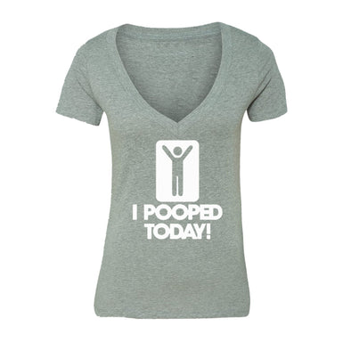 XtraFly Apparel Women's I Pooped Today Novelty Gag V-neck Short Sleeve T-shirt