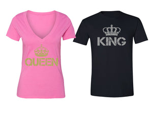 XtraFly Apparel Reina Queen Rey King Valentine's Matching Couples Short Sleeve T-shirt