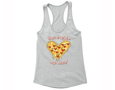 XtraFly Apparel Women's You've Stolen My Heart Pizza Novelty Gag Racer-back Tank-Top