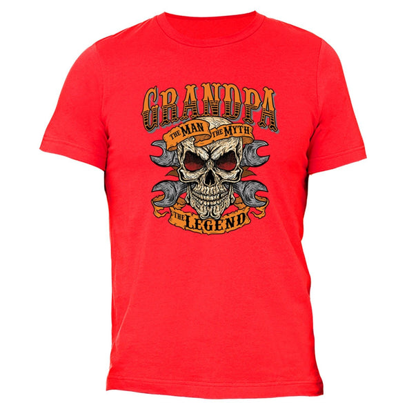 XtraFly Apparel Men's Grandpa Man Myth Legend Skulls Day Of Dead Crewneck Short Sleeve T-shirt