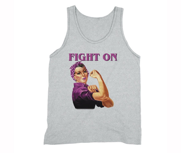 XtraFly Apparel Men's Rosie Riveter Fight Breast Cancer Ribbon Tank-Top