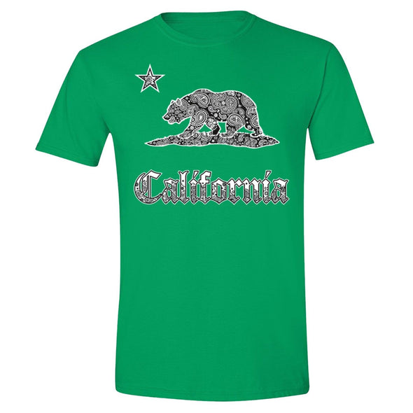 XtraFly Apparel Men's Paisley Bear CA California Pride Crewneck Short Sleeve T-shirt