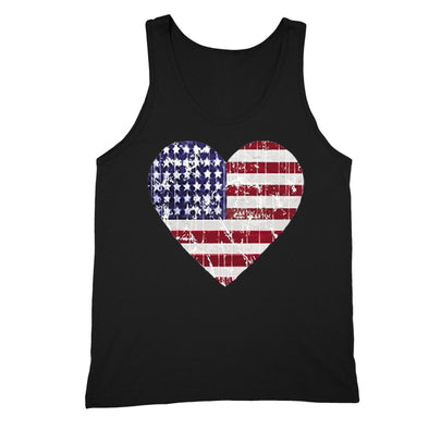 XtraFly Apparel Men's Distressed Heart Flag American Pride Tank-Top