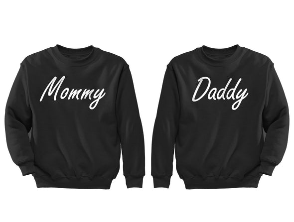 XtraFly Apparel Daddy Mommy Dad Mom Valentine's Matching Couples Pullover Crewneck-Sweatshirt