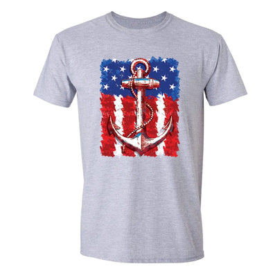 XtraFly Apparel Men's USA Anchor American Pride Crewneck Short Sleeve T-shirt