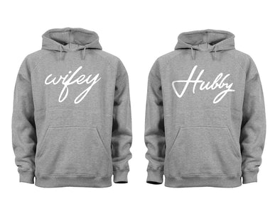 XtraFly Apparel Wifey Hubby Valentine's Matching Couples Hooded-Sweatshirt Pullover Hoodie