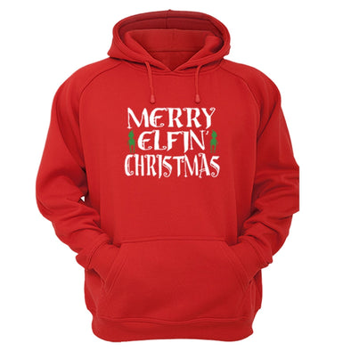 XtraFly Apparel Elf Merry Elfin Xmas Ugly Christmas Hooded-Sweatshirt Pullover Hoodie