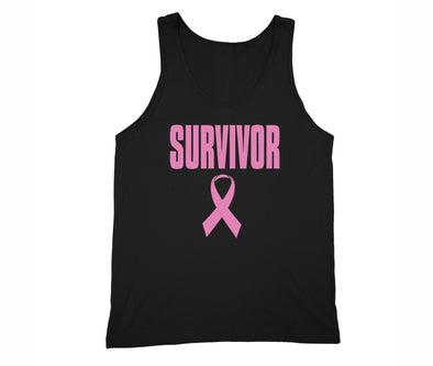XtraFly Apparel Men's Survivor Pink Breast Cancer Ribbon Tank-Top