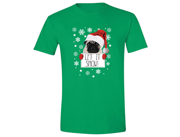 XtraFly Apparel Men's Let It Snow Pug Ugly Christmas Crewneck Short Sleeve T-shirt