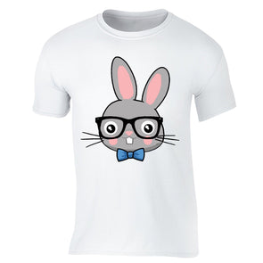 XtraFly Apparel Men's Rabbit Nerd EyeGlasses Easter Crewneck Short Sleeve T-shirt