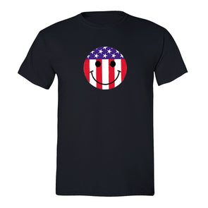 XtraFly Apparel Men's Smiley Emoji Flag American Pride Crewneck Short Sleeve T-shirt