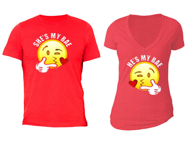 XtraFly Apparel Emoji Bae Heart Valentine's Matching Couples Short Sleeve T-shirt