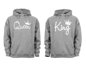 XtraFly Apparel Queen King Reina Rey Valentine's Matching Couples Hooded-Sweatshirt Pullover Hoodie