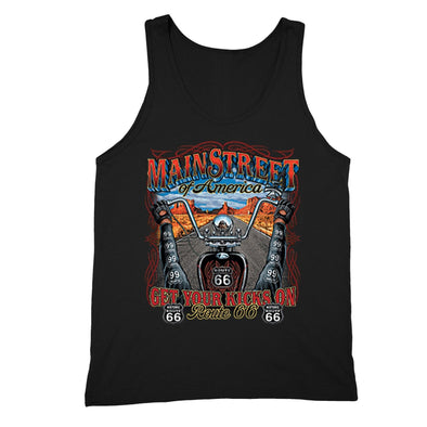 XtraFly Apparel Men's Get Your Kicks On Route 66 Biker Motorcycle Tank-Top