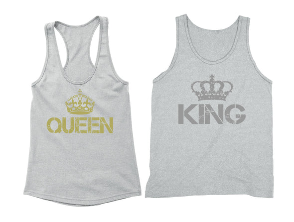 XtraFly Apparel Reina Queen Rey King Valentine's Matching Couples Racer-back Tank-Top