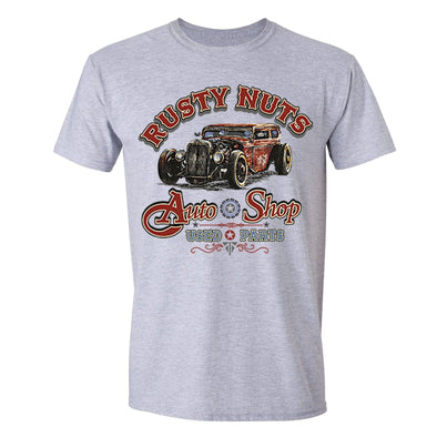 XtraFly Apparel Men's Rusty Nuts Autoshop Car Truck Garage Crewneck Short Sleeve T-shirt