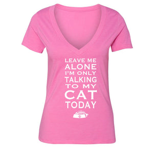 XtraFly Apparel Women's Talking to My Cat Animal Lover V-neck Short Sleeve T-shirt