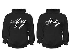 XtraFly Apparel Wifey Hubby Valentine's Matching Couples Hooded-Sweatshirt Pullover Hoodie
