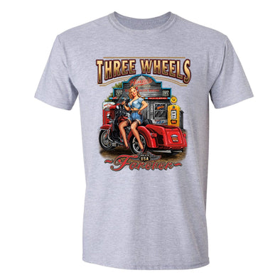 XtraFly Apparel Men's Three Wheels Car Truck Garage Crewneck Short Sleeve T-shirt