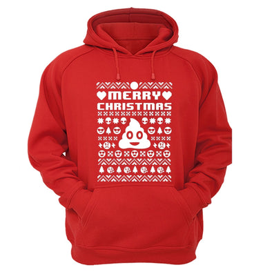 XtraFly Apparel Merry Xmas Emoji Poop Ugly Christmas Hooded-Sweatshirt Pullover Hoodie