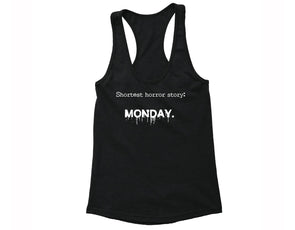 XtraFly Apparel Women's Shortest Horror Story Monday Novelty Gag Racer-back Tank-Top