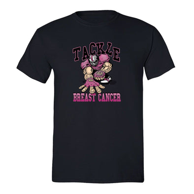 XtraFly Apparel Men's Tackle Pink Player Breast Cancer Ribbon Crewneck Short Sleeve T-shirt