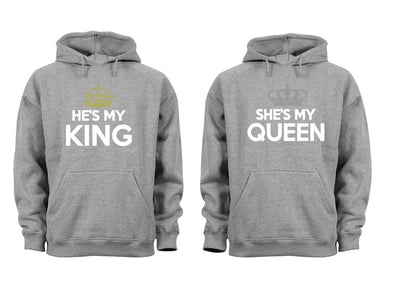 XtraFly Apparel Rey Reina King Queen Valentine's Matching Couples Hooded-Sweatshirt Pullover Hoodie