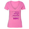 XtraFly Apparel Women's Supporting Fighters Breast Cancer Ribbon V-neck Short Sleeve T-shirt