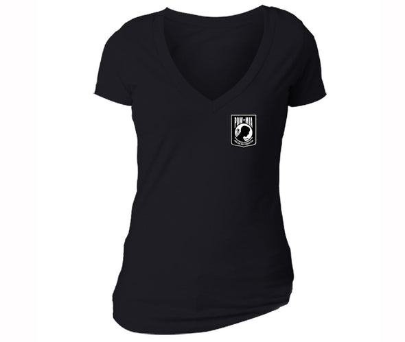 XtraFly Apparel Women's Not Forgotten Pocket Military Pow Mia V-neck Short Sleeve T-shirt