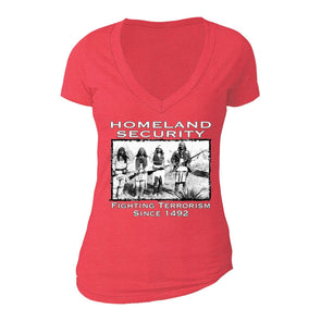 XtraFly Apparel Women's Homeland Security Native 2nd Amendment V-neck Short Sleeve T-shirt