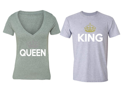 XtraFly Apparel King Rey Queen Reina Valentine's Matching Couples Short Sleeve T-shirt