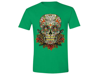 XtraFly Apparel Men's Sugar Skull Tree Ugly Christmas Crewneck Short Sleeve T-shirt