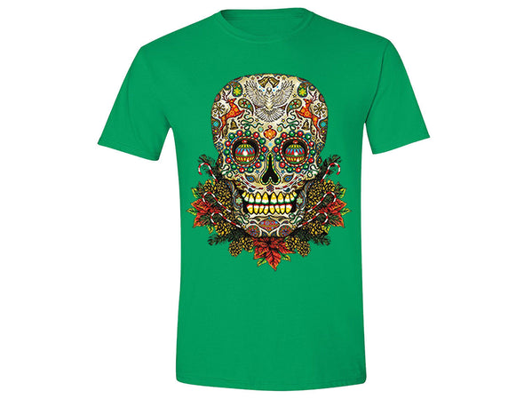 XtraFly Apparel Men's Sugar Skull Tree Ugly Christmas Crewneck Short Sleeve T-shirt