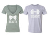 XtraFly Apparel Beauty Bow Beast Weight Valentine's Matching Couples Short Sleeve T-shirt