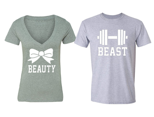 XtraFly Apparel Beauty Bow Beast Weight Valentine's Matching Couples Short Sleeve T-shirt