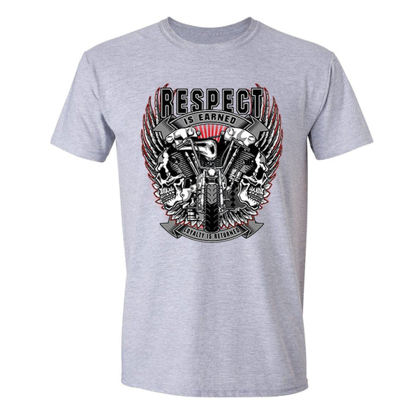 XtraFly Apparel Men's Respect Earned Loyalty Biker Motorcycle Crewneck Short Sleeve T-shirt