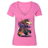 XtraFly Apparel Women's Purple Monster Hot Rod Car Truck Garage V-neck Short Sleeve T-shirt