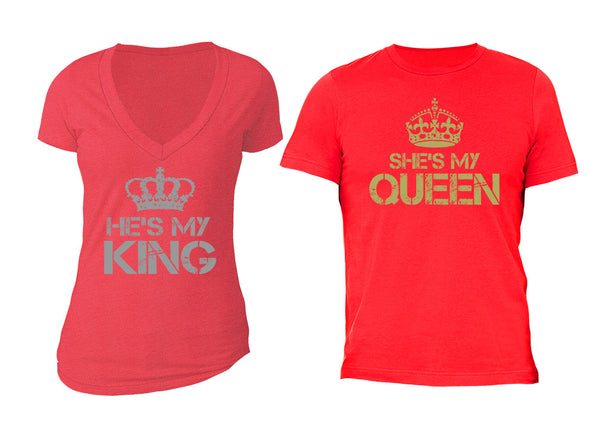 XtraFly Apparel Reina Rey King Queen Valentine's Matching Couples Short Sleeve T-shirt