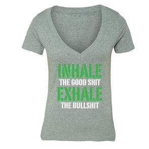 XtraFly Apparel Women's Inhale Good Shit Exhale  V-neck Short Sleeve T-shirt