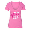 XtraFly Apparel Women's I Wear Pink Aunt Breast Cancer Ribbon V-neck Short Sleeve T-shirt