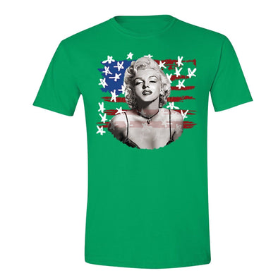 XtraFly Apparel Men's Marilyn Monroe USA Flag American Pride Crewneck Short Sleeve T-shirt