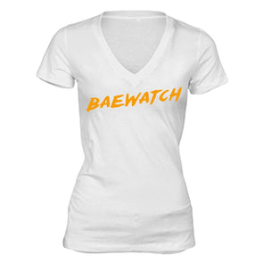 XtraFly Apparel Women's Baewatch Novelty Gag V-neck Short Sleeve T-shirt