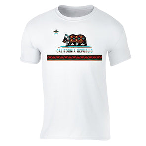 XtraFly Apparel Men's Aztec Tribal Native Bear California Pride Crewneck Short Sleeve T-shirt