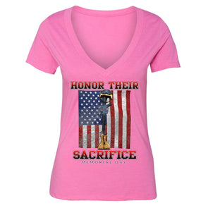 XtraFly Apparel Women's Honor Sacrifice Military Pow Mia V-neck Short Sleeve T-shirt