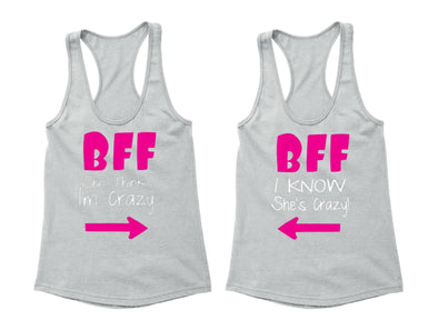 XtraFly Apparel BFF Crazy Pink Valentine's Matching Couples Racer-back Tank-Top
